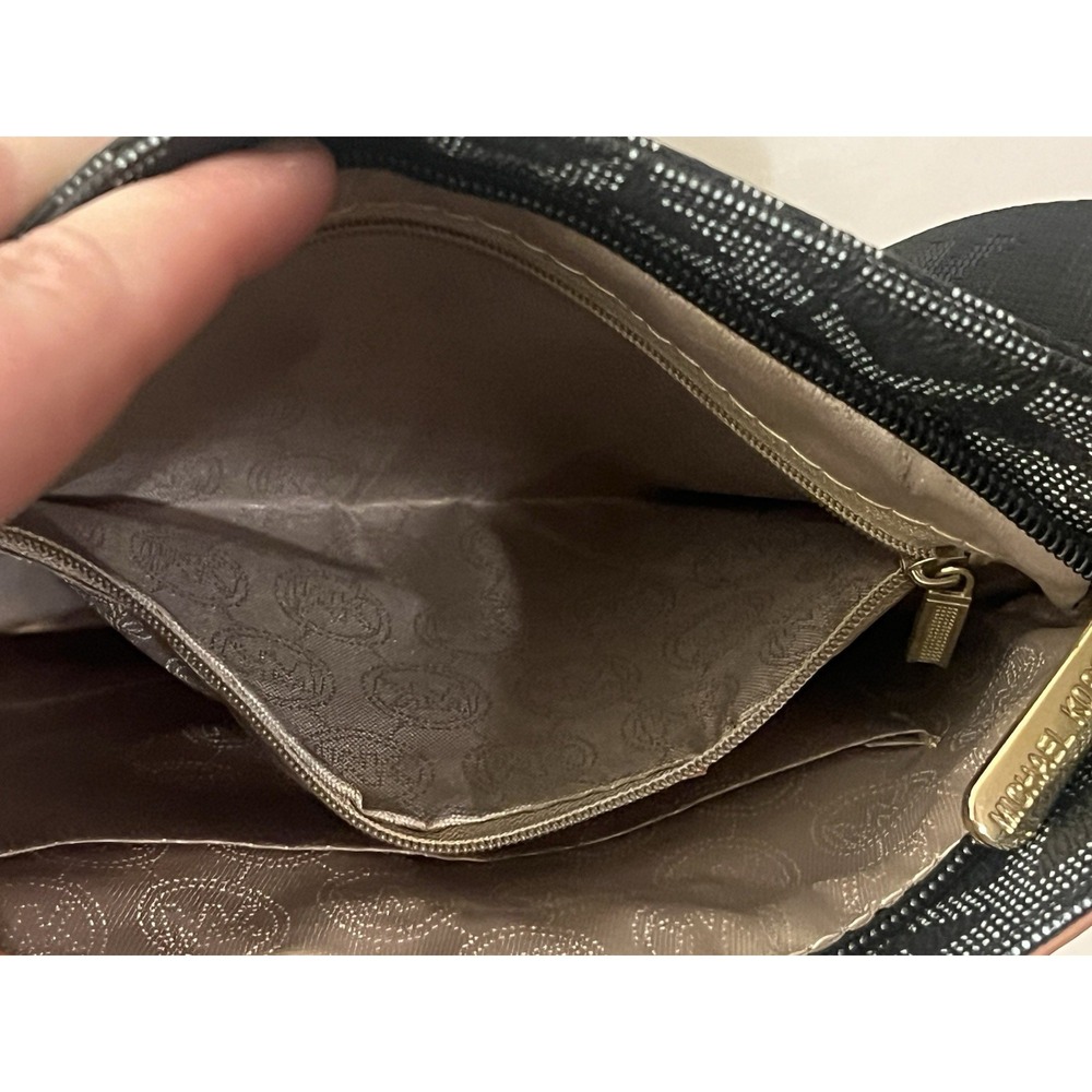 Michael Kors MK Logo Crossbody Bag Black Brown Adjustable Strap Purse Authentic - Picture 10 of 16